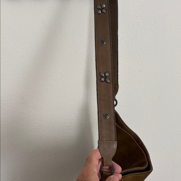 Joey Wolffer Suede Hobo Shoulder bag with Pewter and Stone inlay. - Picture 8 of 12